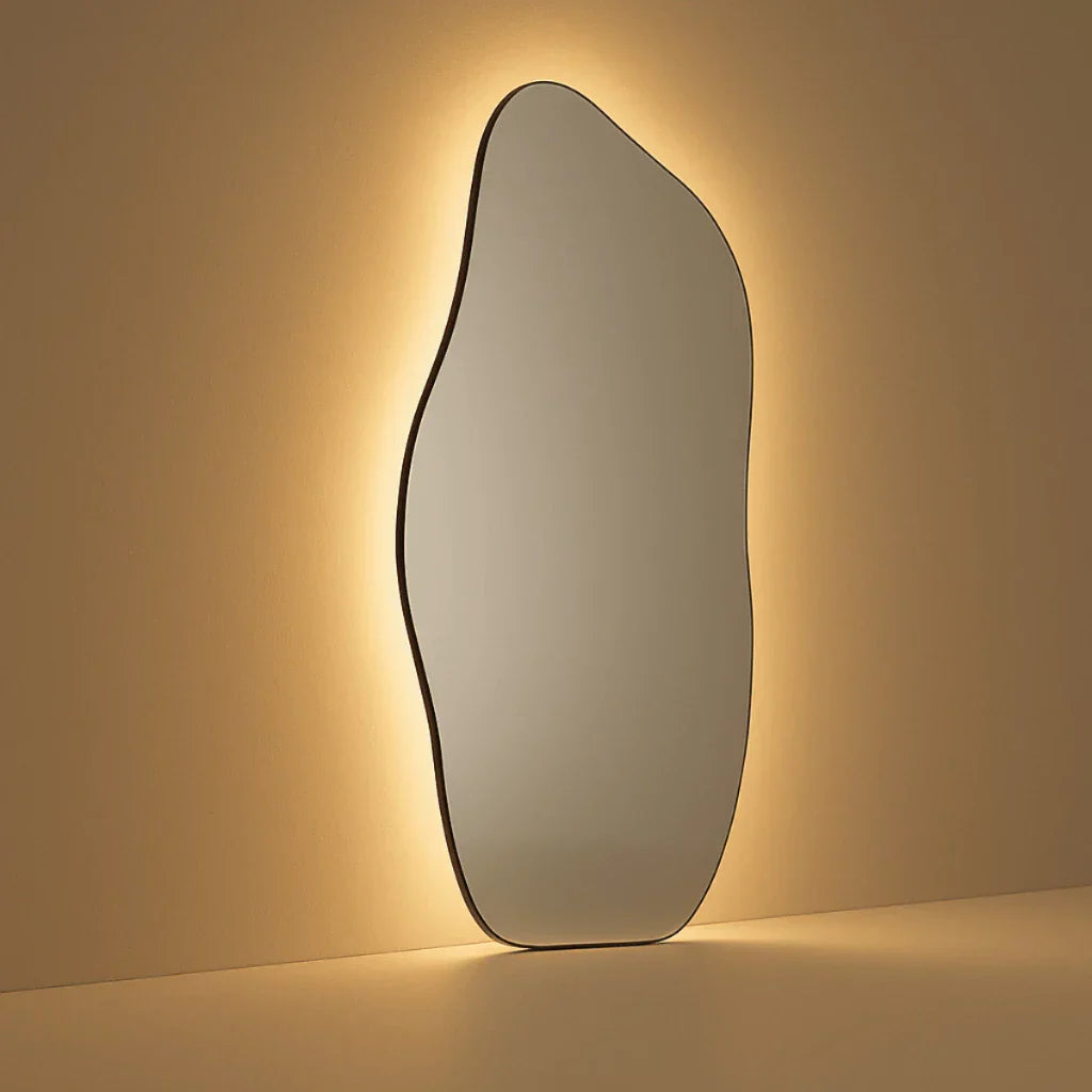 Transform Your Space: Lopazzi Oversized Full-Length Mirror with Organic Cotton Frame & Adjustable LED Lighting – 115 x 60 cm – Special Sale!