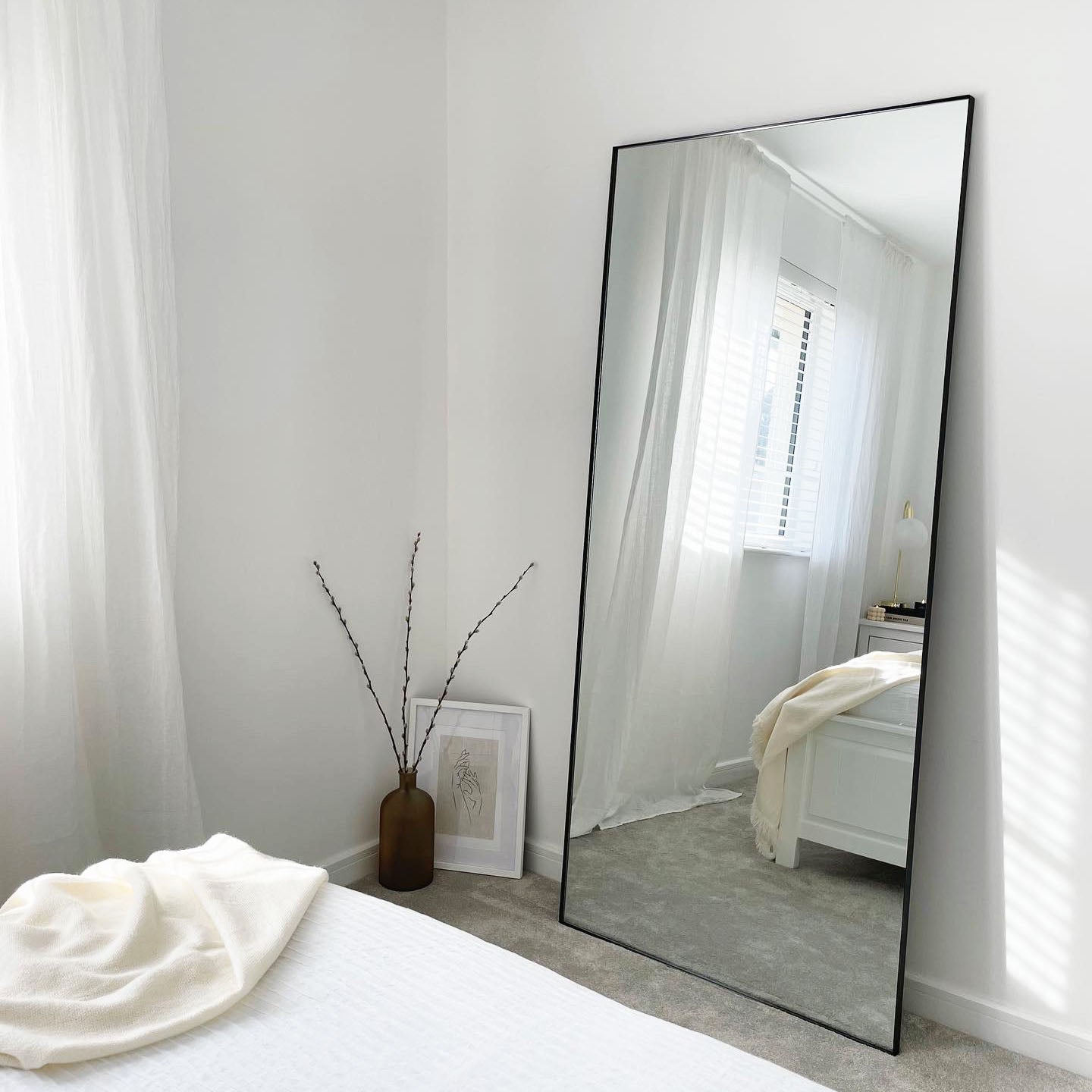 Xavril – Oversized Black Metal Full-Length Mirror, 179 cm x 80 cm