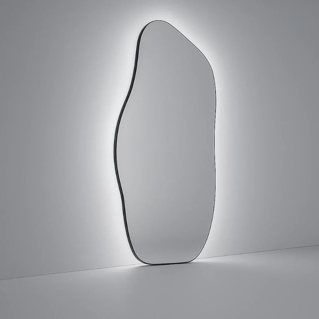 Transform Your Space: Lopazzi Oversized Full-Length Mirror with Organic Cotton Frame & Adjustable LED Lighting – 115 x 60 cm – Special Sale!