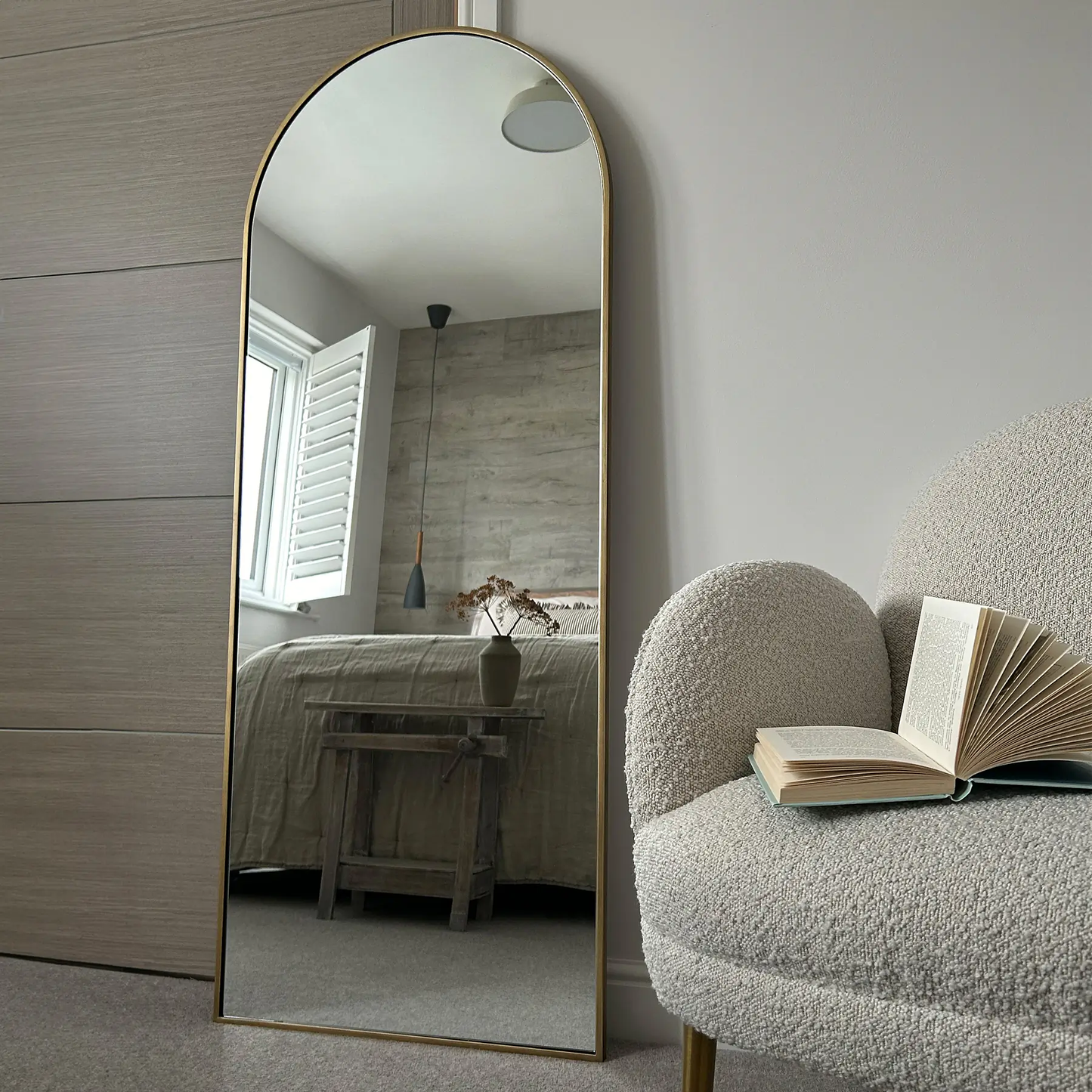 Stylish Gold-Framed Pinterest Mirror – 160 cm x 60 cm – Limited Time Sale!