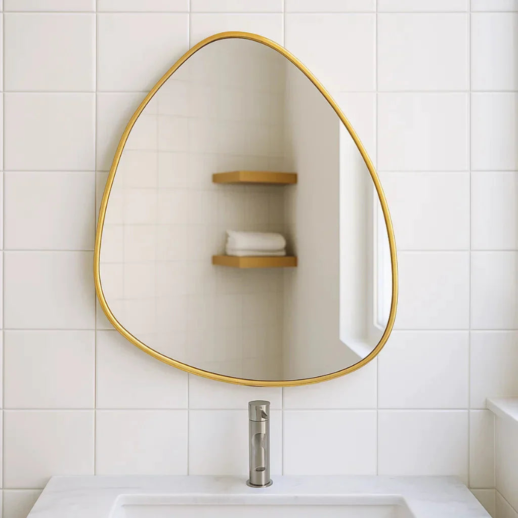 Clearance Sale: Organic Mirror with Sleek Aluminum Frame – 90 x 80 cm