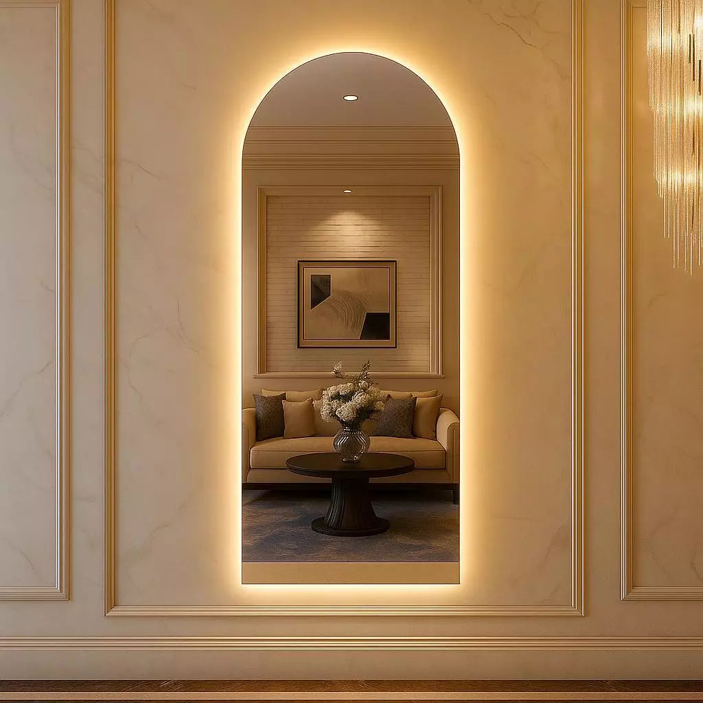 Elegant Oval LED Mirror with Straight Base – Available in 150 cm & 170 cm – Limited Time Sale!