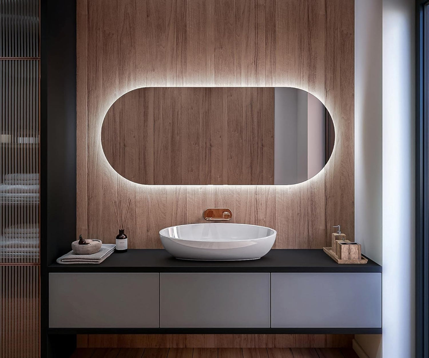 Exclusive Slim LED Round Mirror - 80x40cm Edition