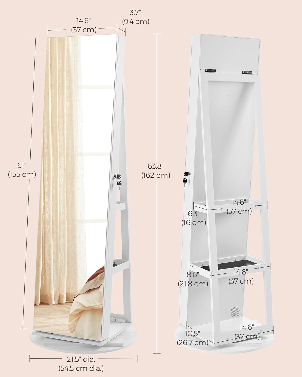 Stylish Mirror with Shelf & Jewelry Box - Limited Time Offer!