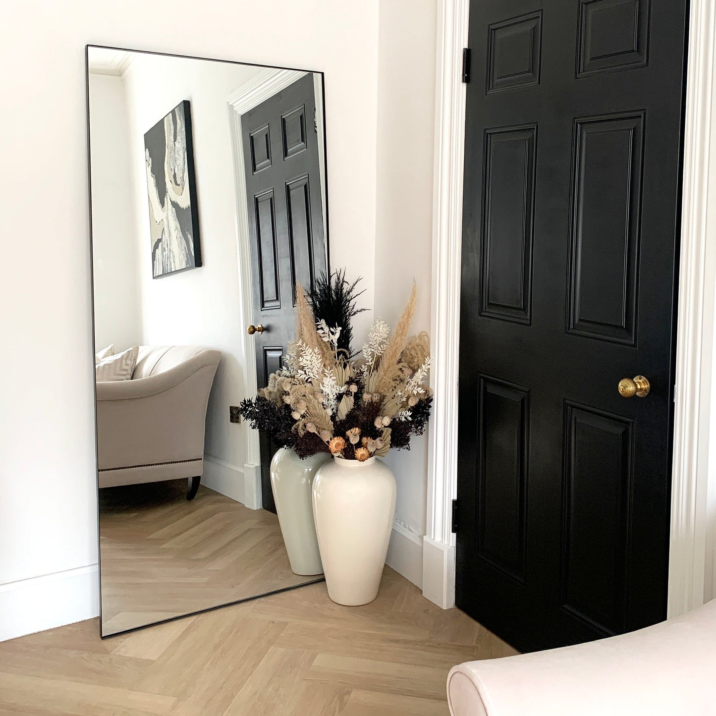 Xavril – Oversized Black Metal Full-Length Mirror, 179 cm x 80 cm