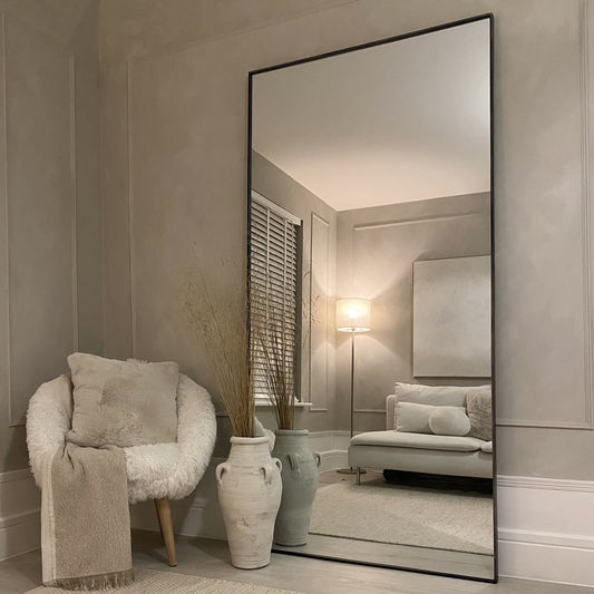 Xavril Extra Large Metal Full-Length Mirror – Sleek Black Design, 200 cm x 100 cm