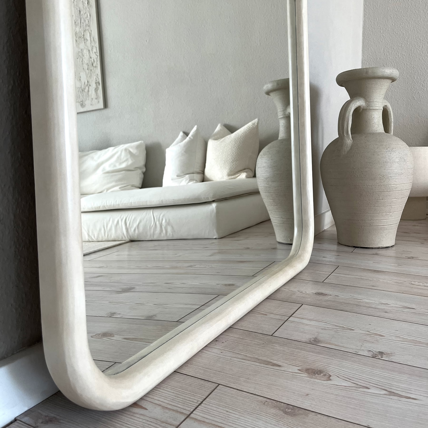 Stunning Oversized Full-Length Mirror with Elegant Curved Concrete Frame – 190 x 100 cm (Limited Time Clearance Sale!)